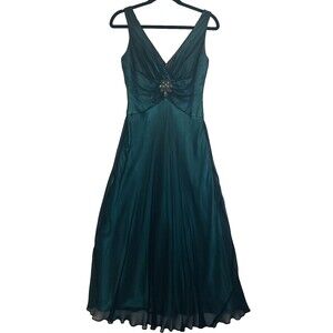 Jones New York Dress Womens Sz 4 Silk Dark Green Formal Woodsy Fairy Whimsigoth